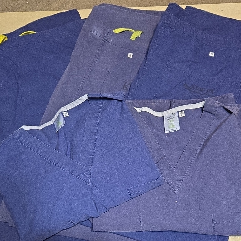 Standard Textile Classic Blue Scrubs Set Unisex Lg Bottoms Sm Tops Drawstring
